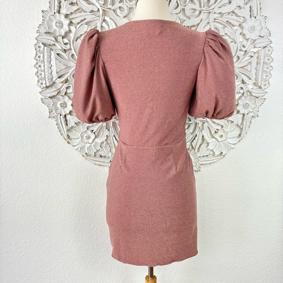 {Saylor} Deb Stretch Metallic Mini Dress, Rose, Size S - Picture 7 of 9